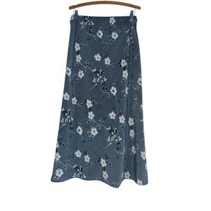 VTG Sense Womens Slip Style Maxi Skirt Sz S Gray Floral 90s Y2K Whimsygoth USA
